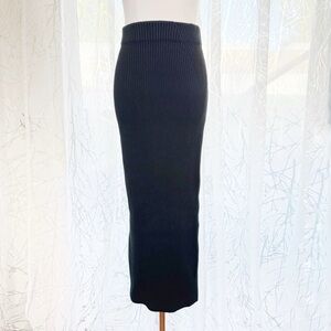 MARA HOFFMAN BLACK RIBBED KNIT PENCIL MAXI SKIRT